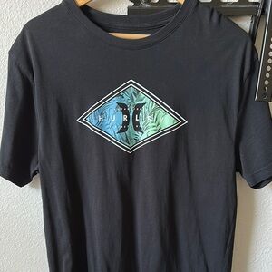 Hurley Black Short Sleeve Tee with Diamond Graphic, men size Medium